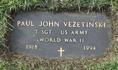 Paul John Vezetinski Grave Marker